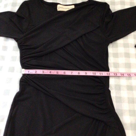 𝅺GRAHAM & Spencer black draped sliming stretchy formal special occasion small - Picture 11 of 14